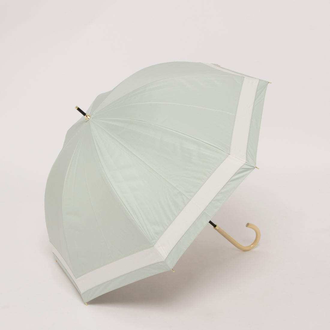 カシュネ cache nez 【晴雨兼用】【日傘】UV カット率99％以上 PU切り継ぎボーダーバルーンショートパラソル （GN） GN