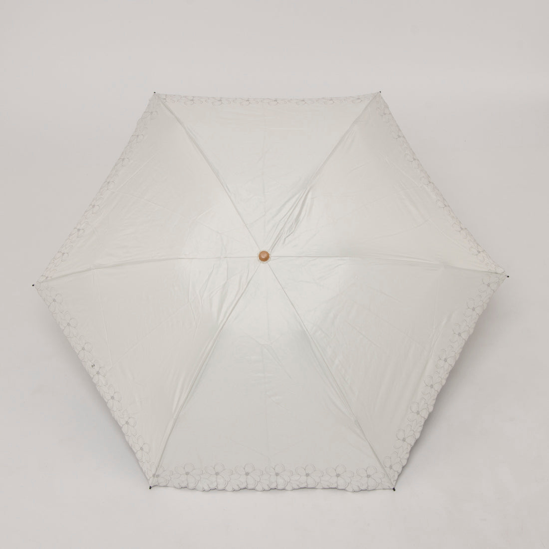 カシュネ cache nez 【晴雨兼用】【日傘】UV カット率99％以上 PU軽量フラワー刺繍ミニ折りたたみ傘 （WH） WH