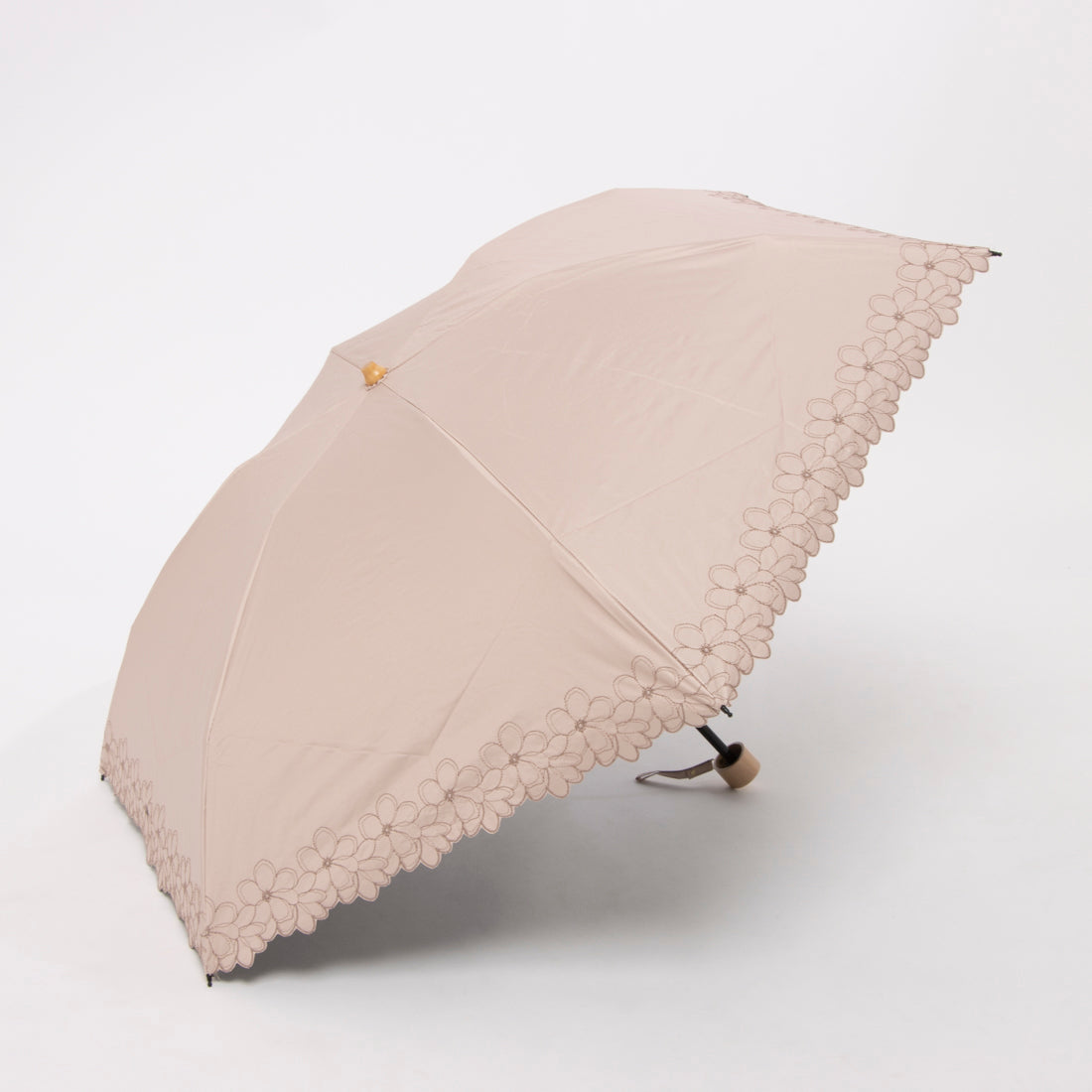 カシュネ cache nez 【晴雨兼用】【日傘】UV カット率99％以上 PU軽量フラワー刺繍ミニ折りたたみ傘 （PI） PI