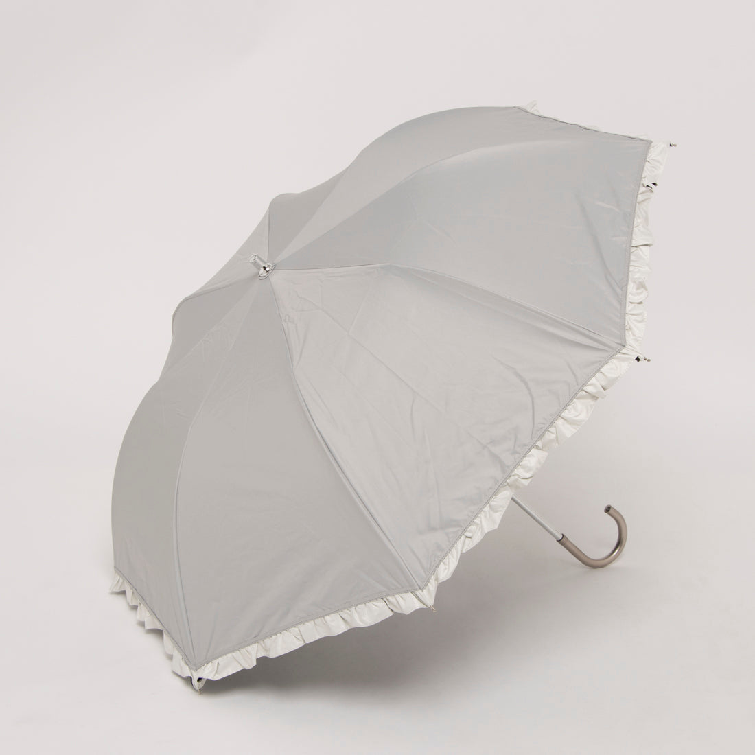 カシュネ cache nez 【晴雨兼用】【日傘】UV カット率99％以上 PUバイカラーフリルトップレス折りたたみ傘 （GY） GY