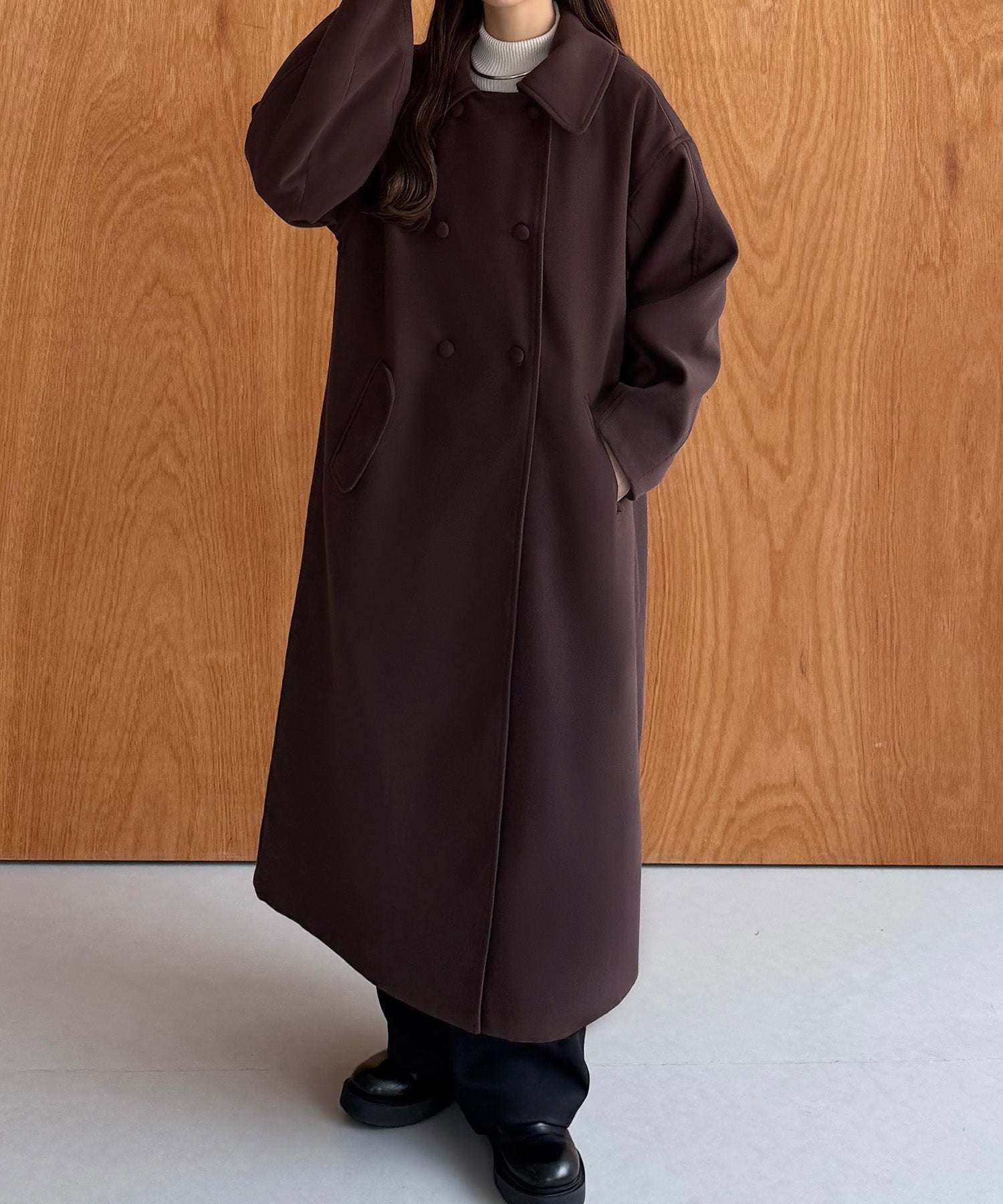 カラウティア callautia callautia ステンカラーロングコート,ダークブラウン
