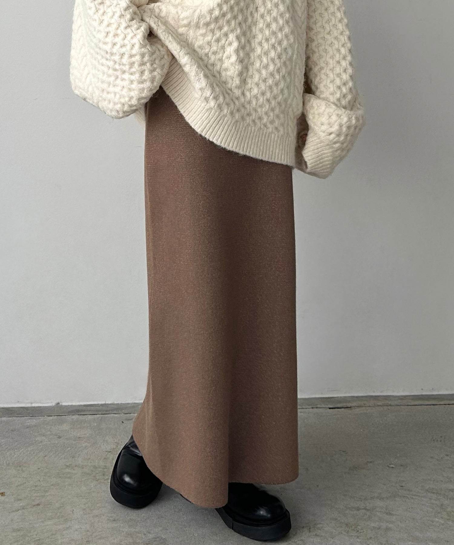 カラウティア callautia callautia ラメニットペンシルスカート,モカ