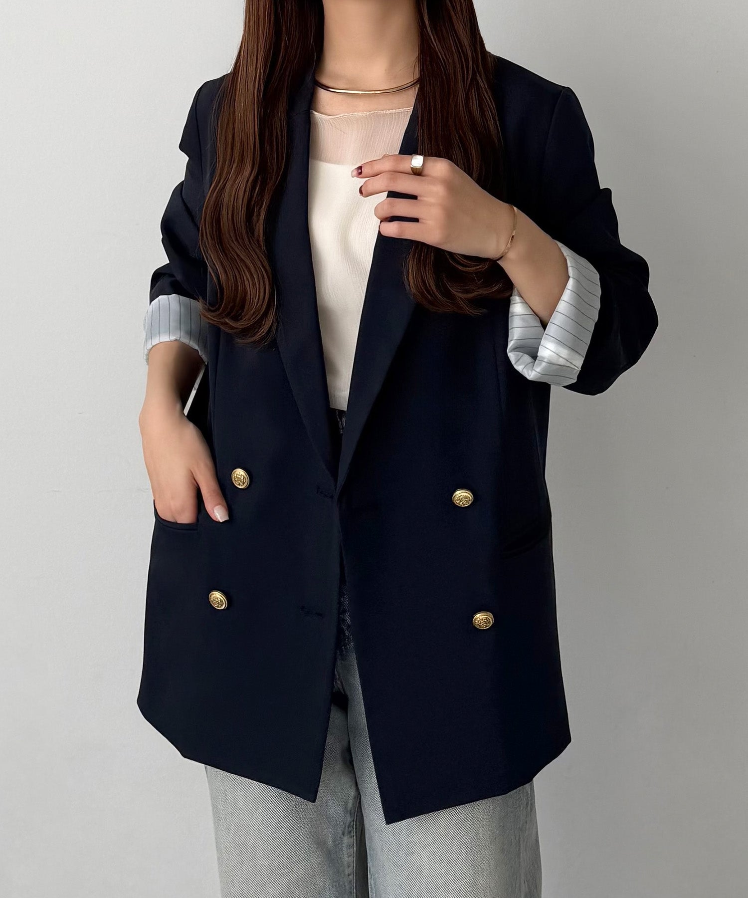 callautia callautia gold button tailored jacket