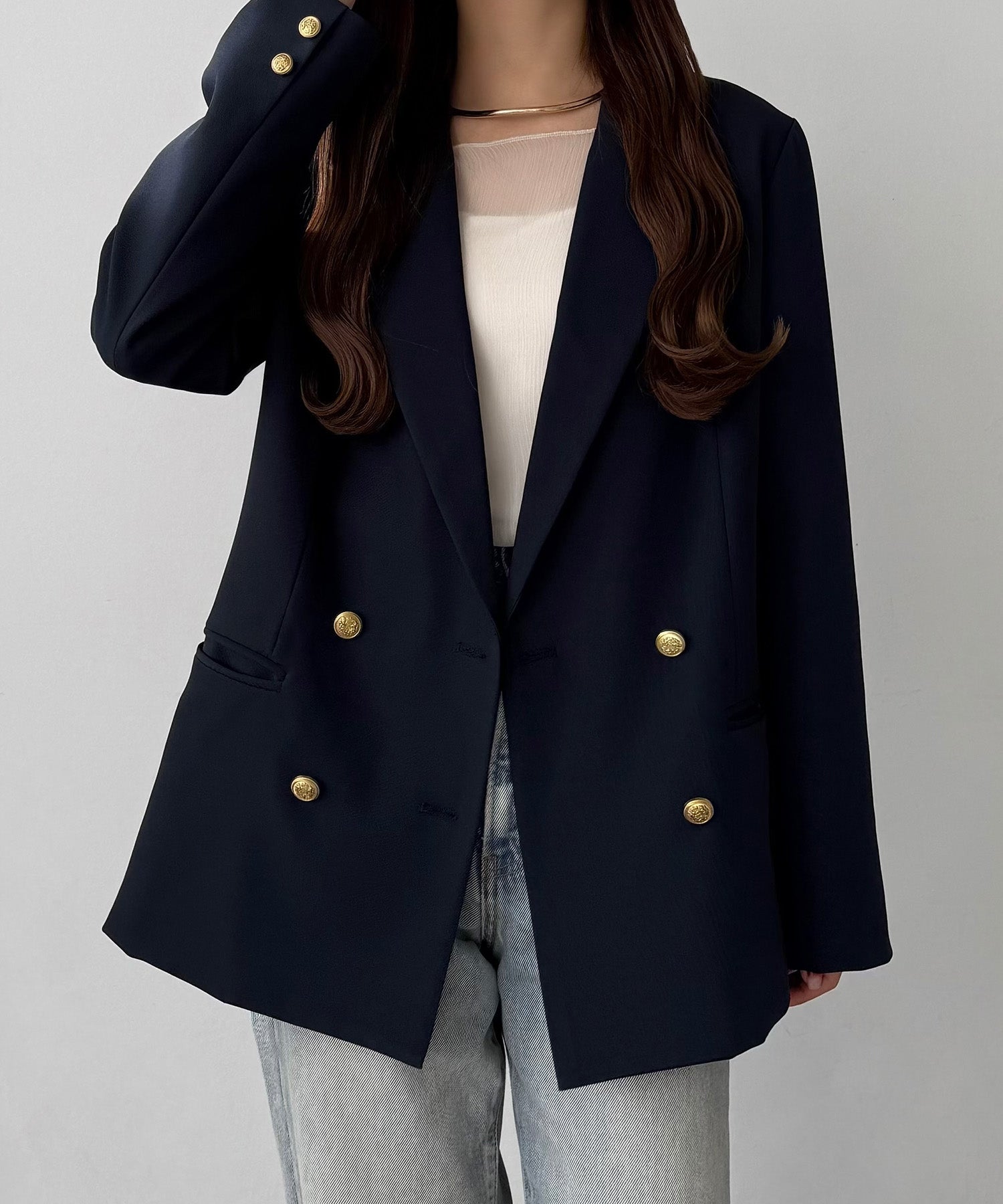 callautia callautia gold button tailored jacket