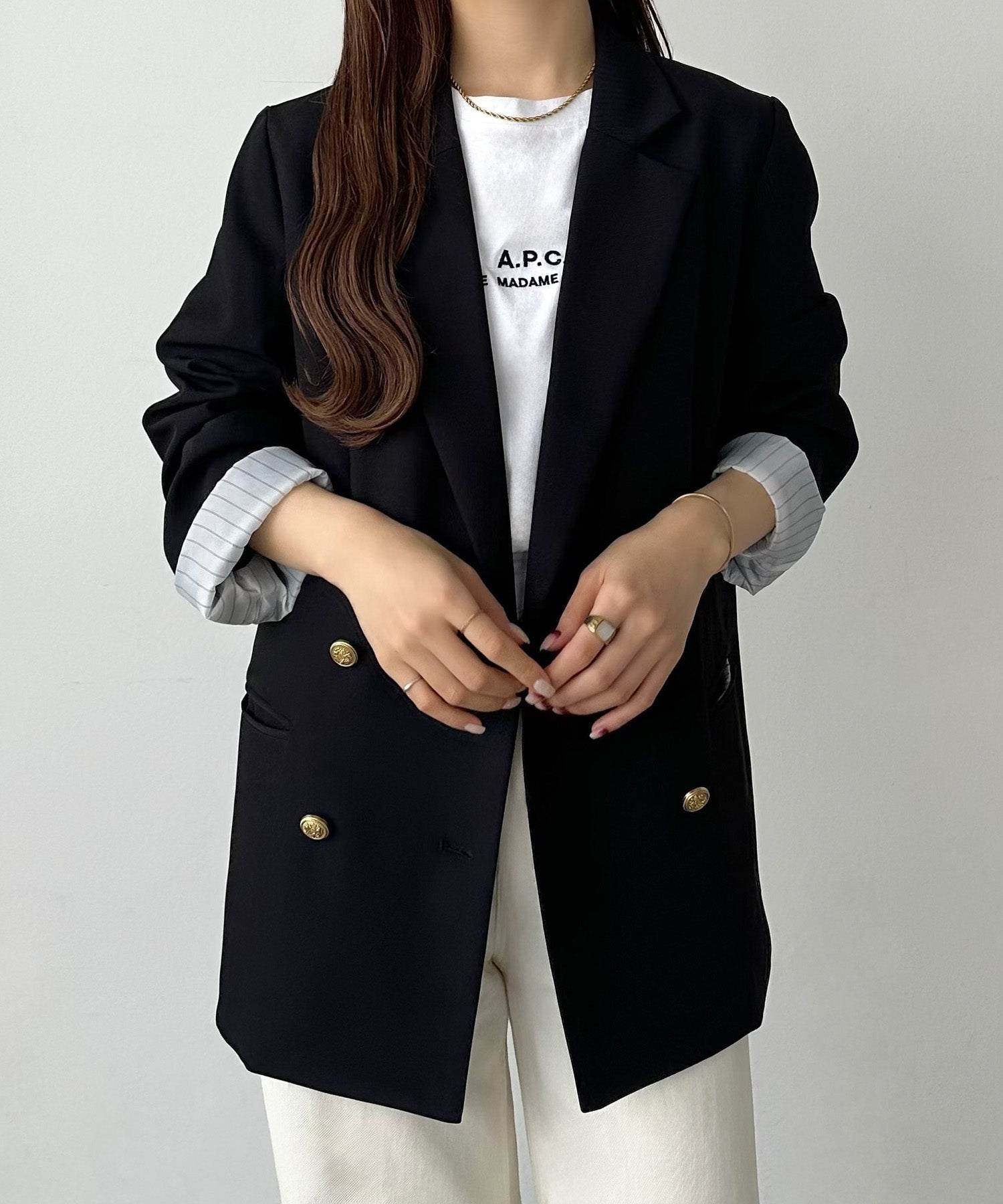 カラウティア callautia callautia ゴールドボタンテーラードジャケット