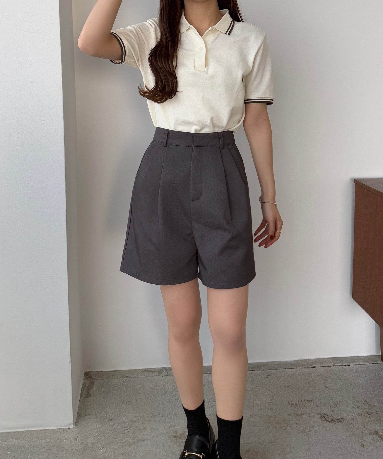 カラウティア callautia callautia ツイルツータックハイウエストショートパンツ