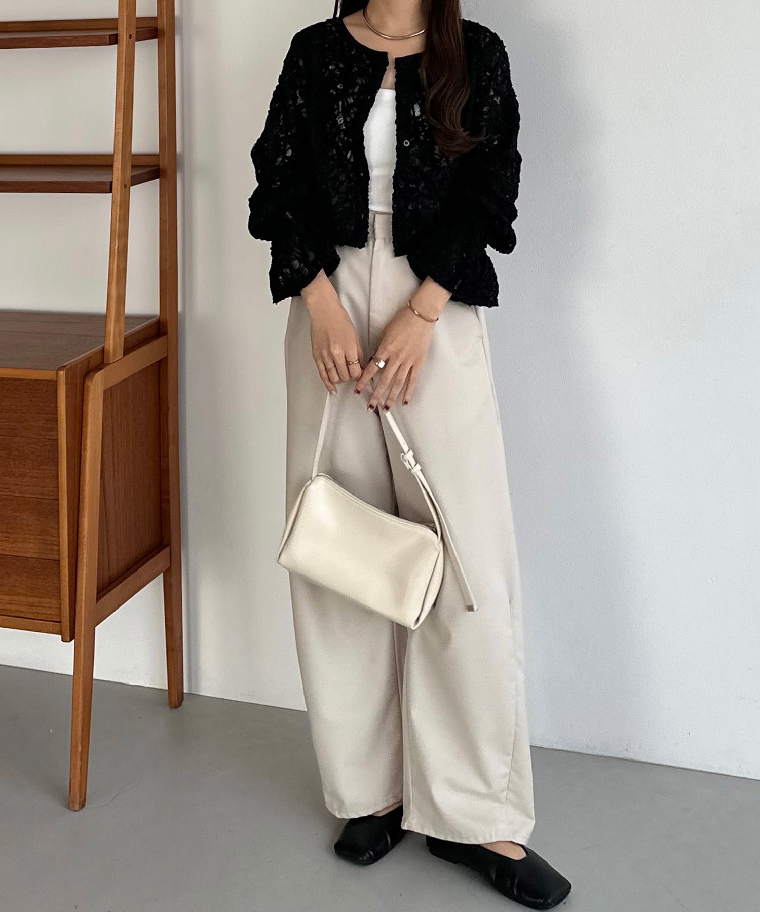 callautia callautia callautia Front and Back 2-way Sheer Lace Blouse