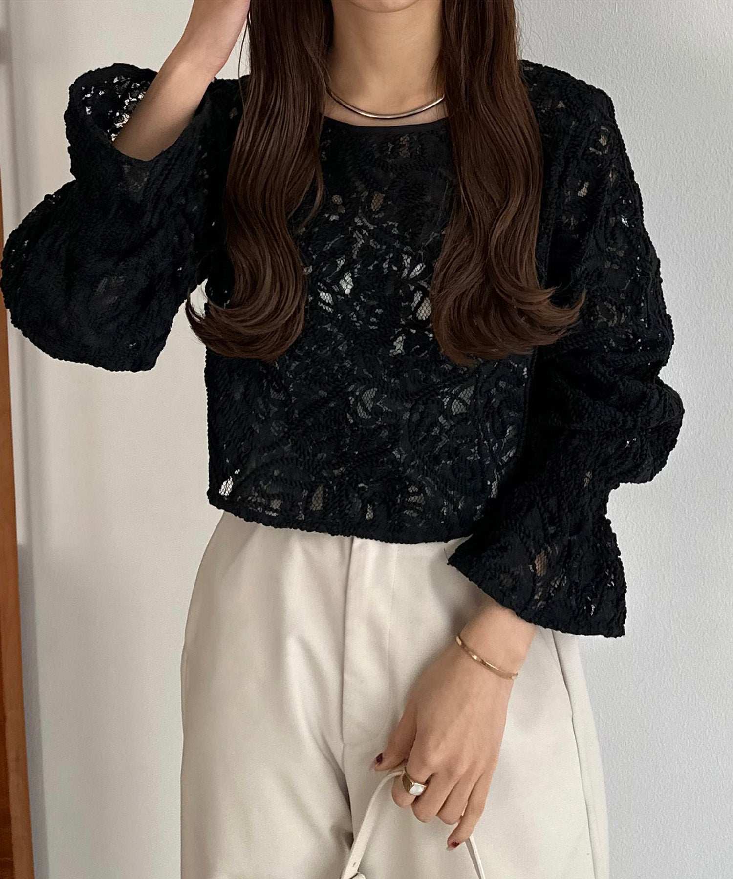 カラウティア callautia callautia 前後2wayシアーレースブラウス