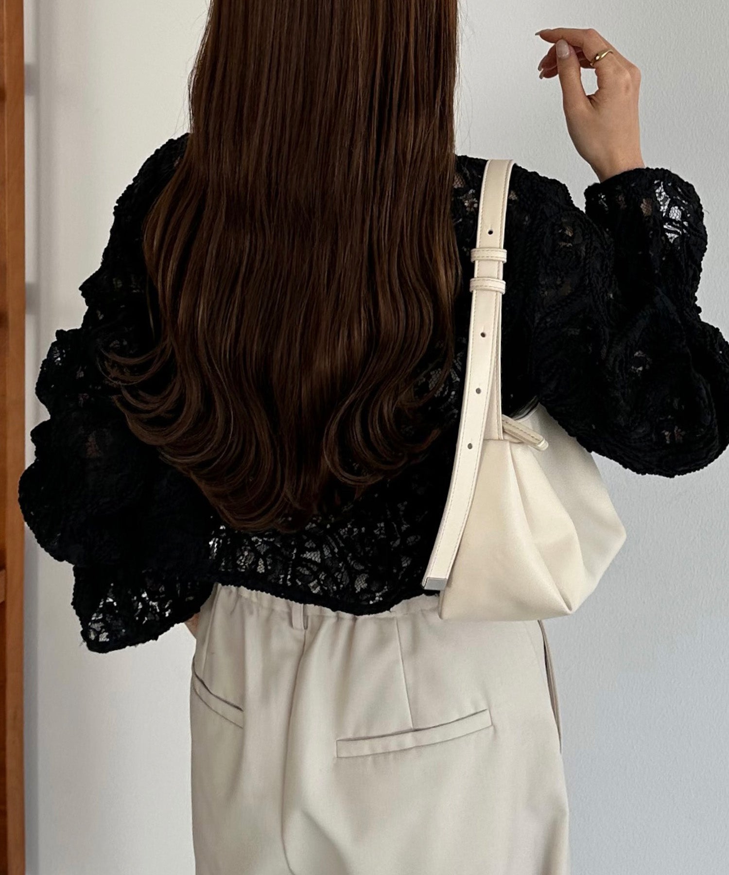 callautia callautia callautia Front and Back 2-way Sheer Lace Blouse
