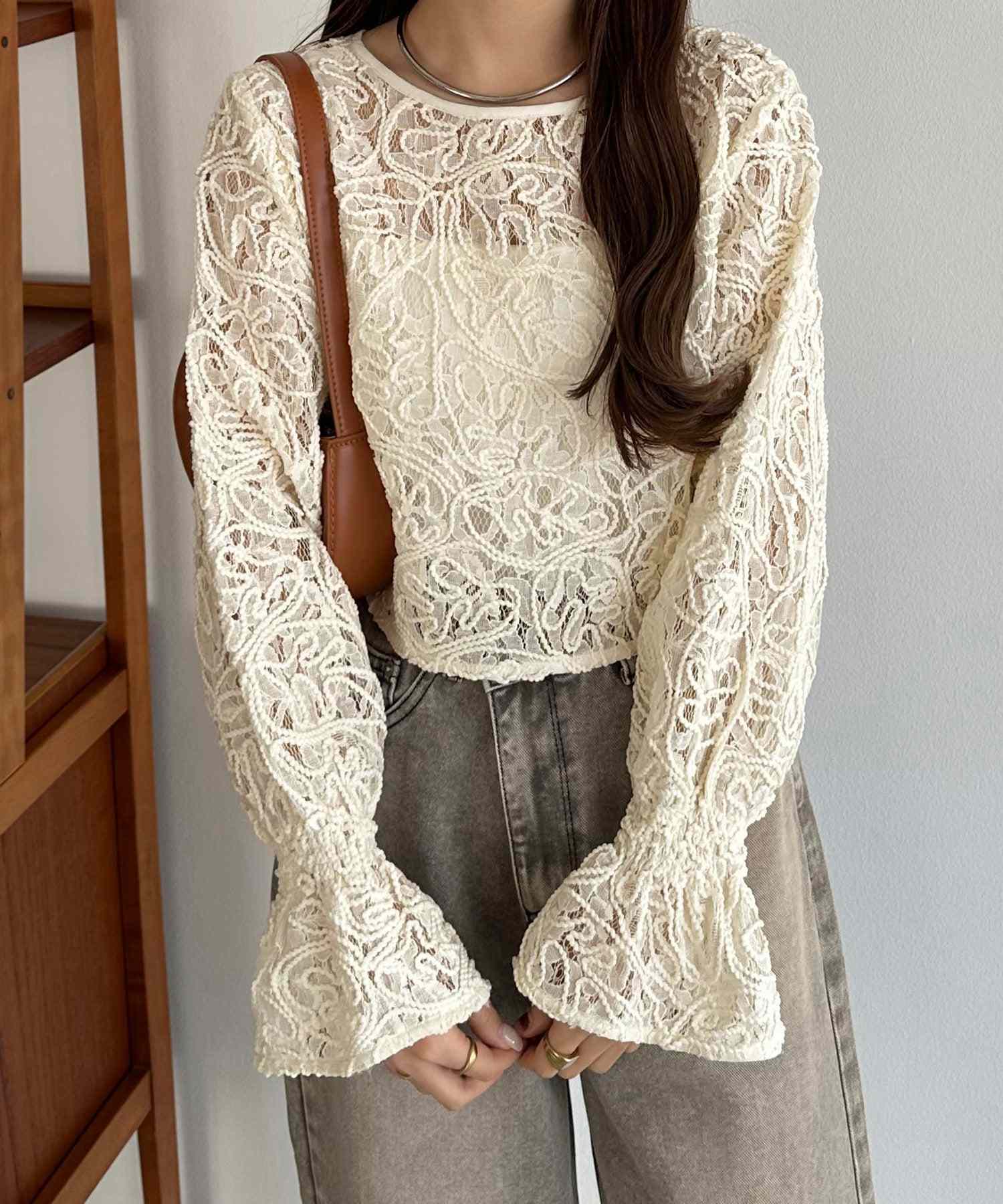 カラウティア callautia callautia 前後2wayシアーレースブラウス