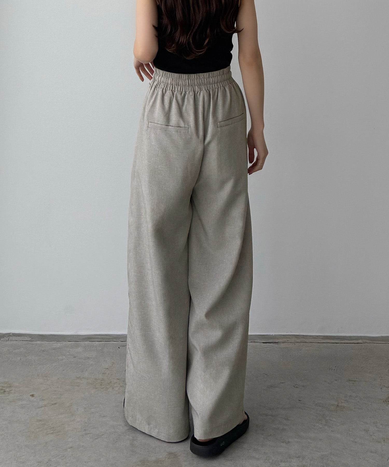 カラウティア callautia callautia リネンライクワイドパンツ （グレージュ） グレージュ