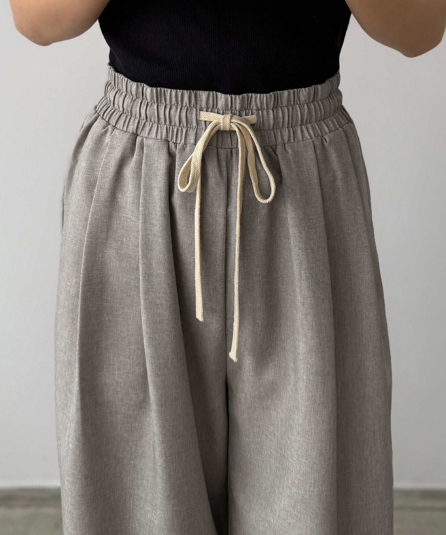 カラウティア callautia callautia リネンライクワイドパンツ （グレージュ） グレージュ