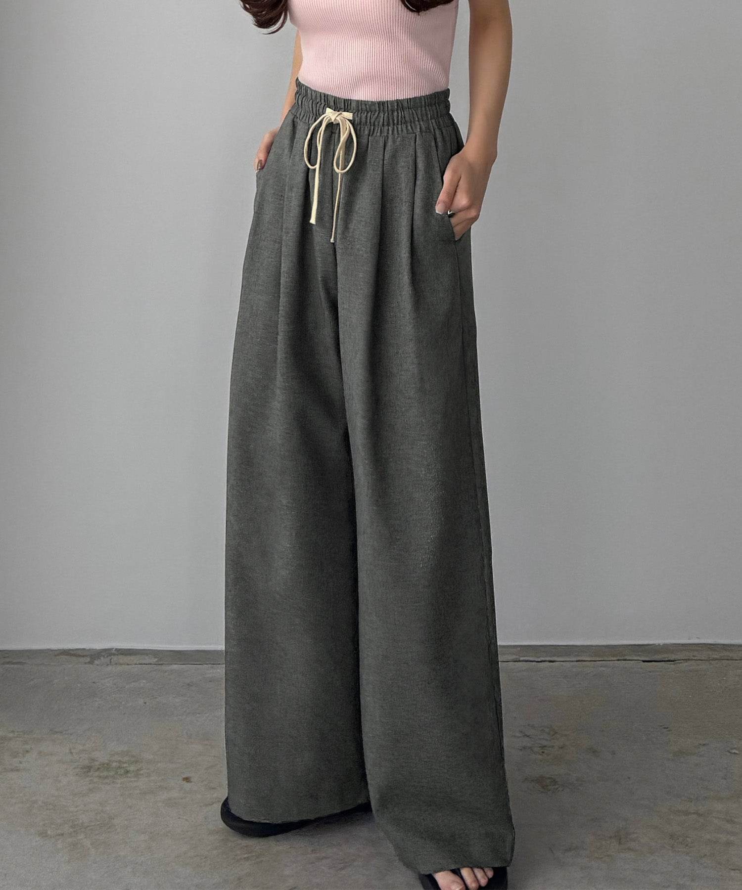 カラウティア callautia callautia リネンライクワイドパンツ （チャコール） チャコール