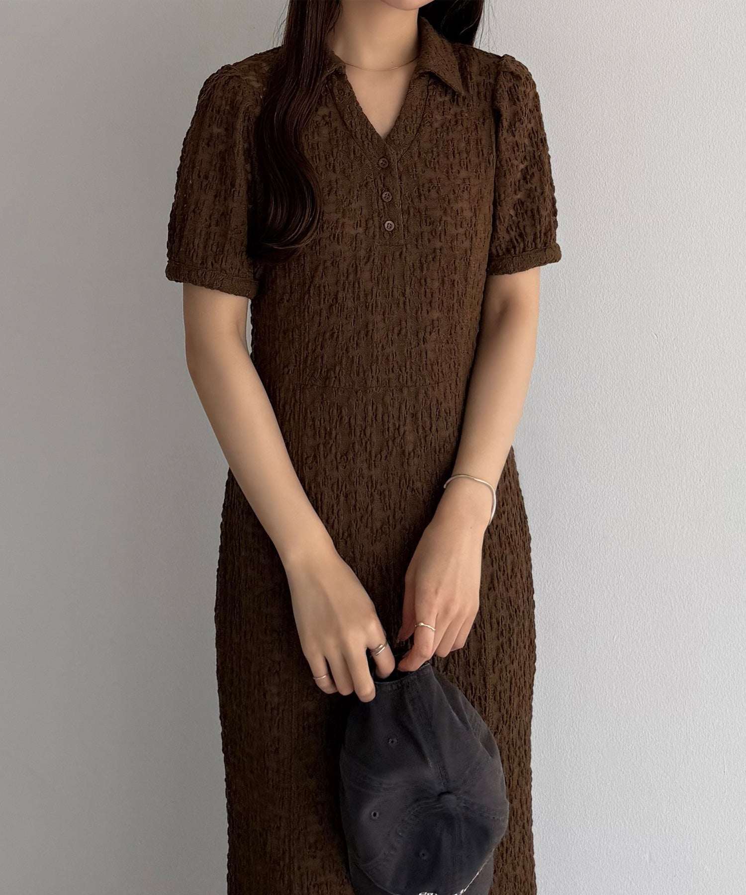 カラウティア callautia callautia カットレースポロワンピース（ペチワンピースセット） （ブラウン） ブラウン