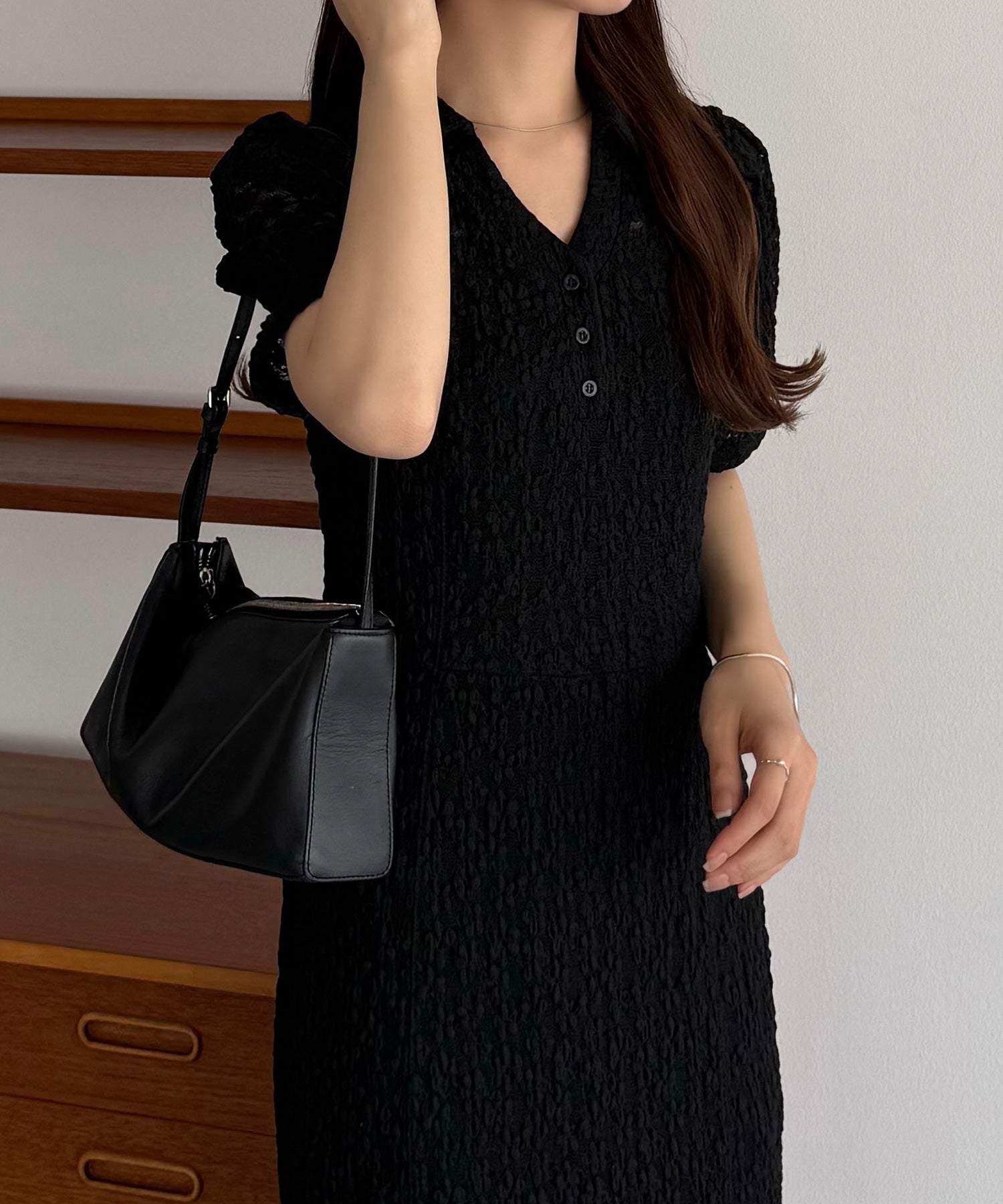 カラウティア callautia callautia カットレースポロワンピース（ペチワンピースセット） （ブラック） ブラック