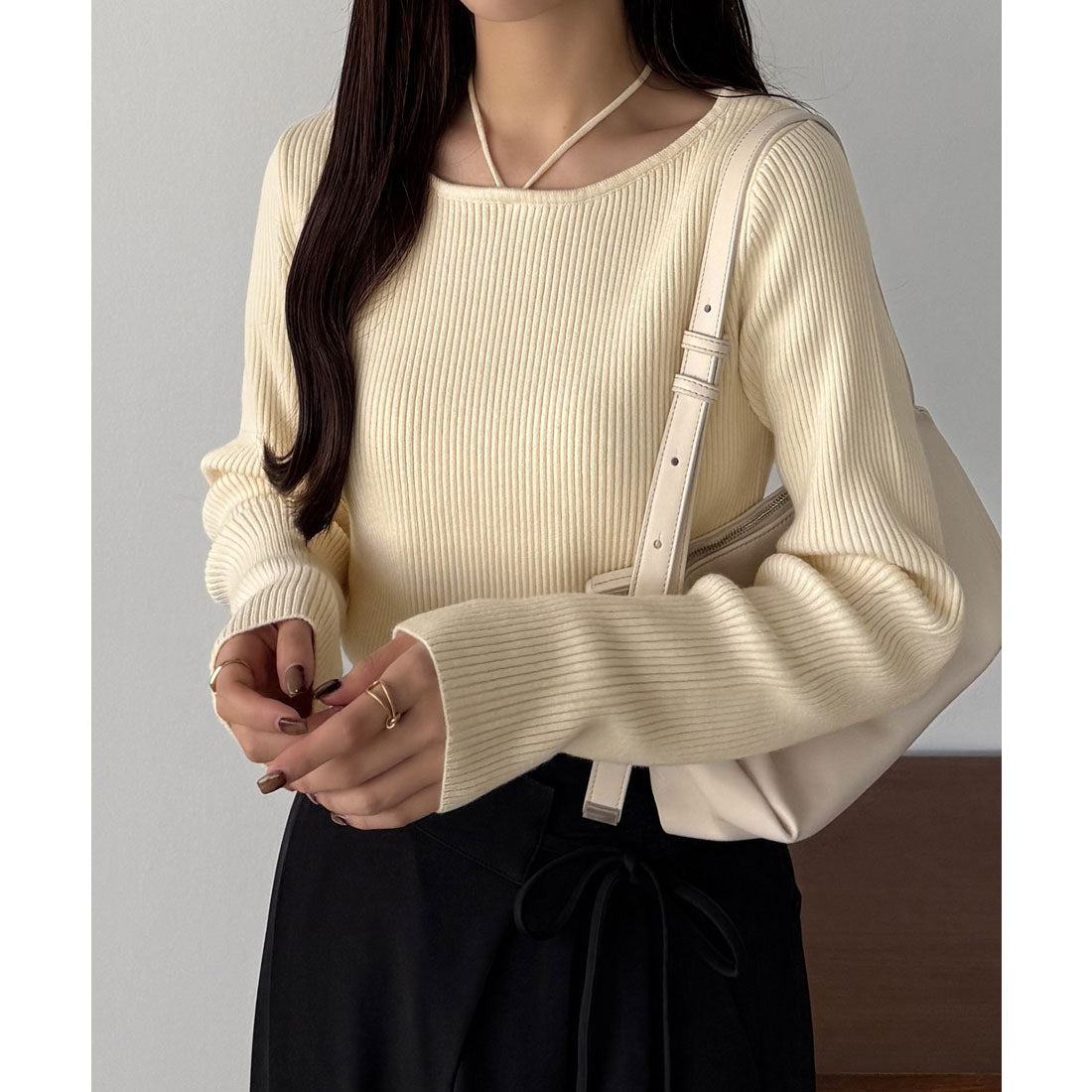 カラウティア callautia ホルターネックリブニット （アイボリー） アイボリー