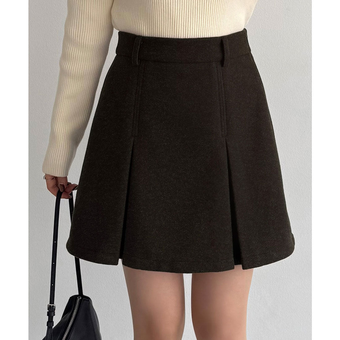 カラウティア callautia callautia メルトンプリーツミニスカート（インパン付き） （ブラウン） ブラウン