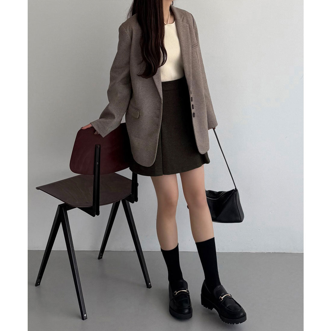 カラウティア callautia callautia メルトンプリーツミニスカート（インパン付き） （ブラウン） ブラウン