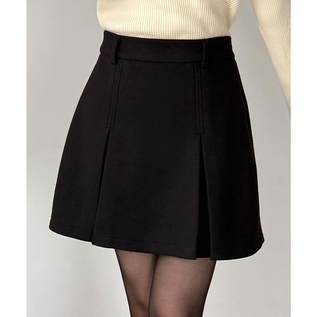カラウティア callautia callautia メルトンプリーツミニスカート（インパン付き） （ブラック） ブラック