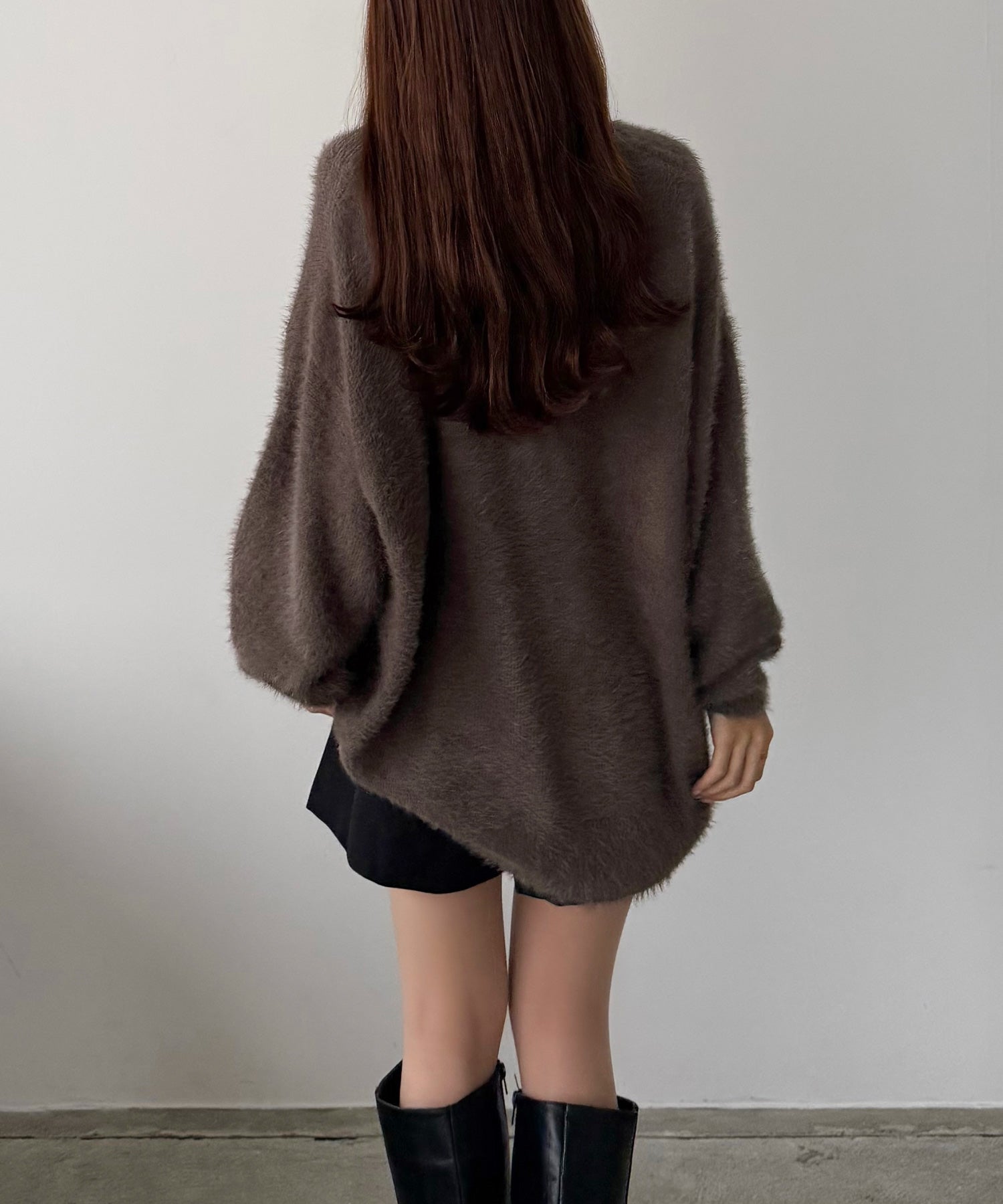 カラウティア callautia 薄手ニットシャギーカーディガン+ショートパンツSET （モカ） モカ