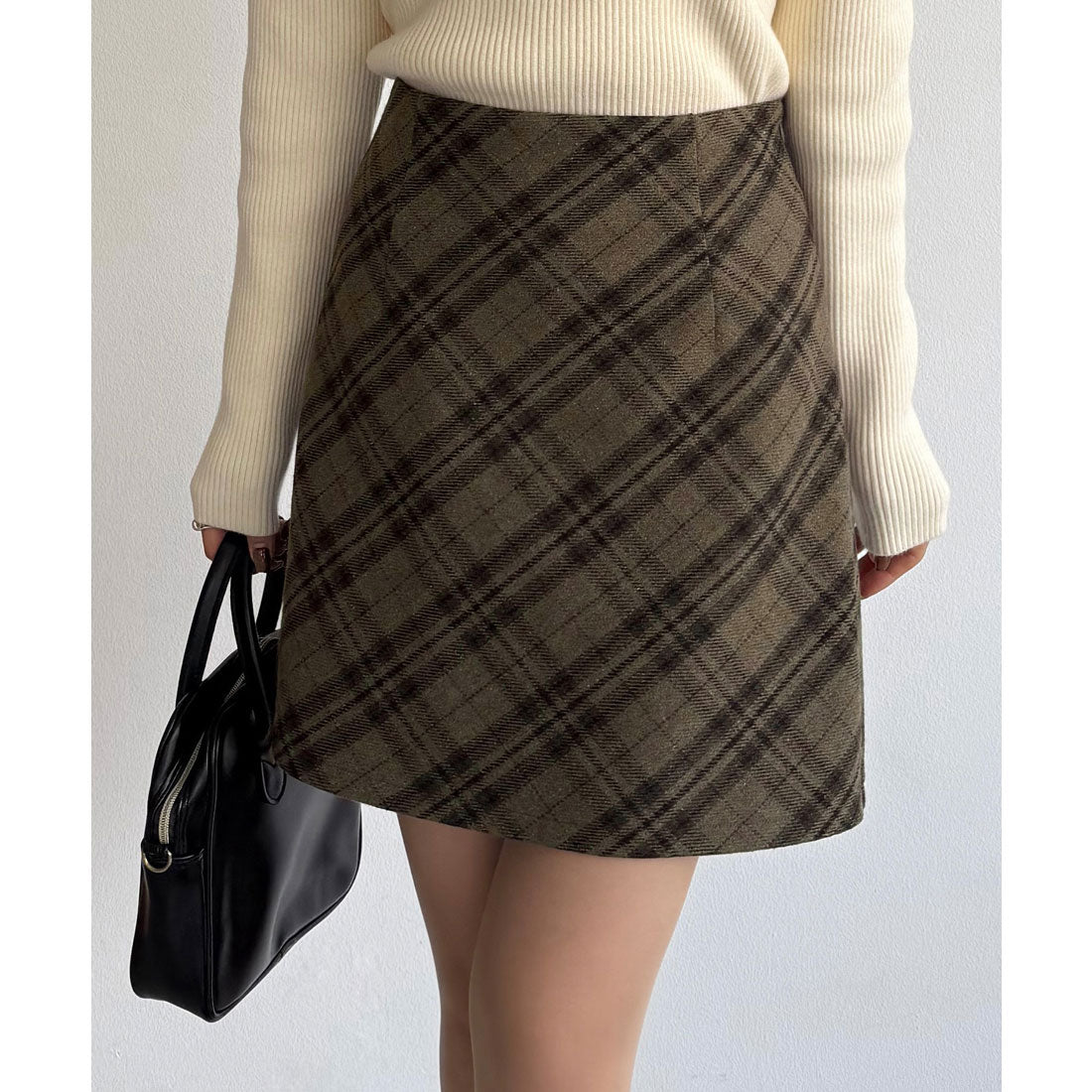 カラウティア callautia callautia ウールライクバイアスチェック柄ミニスカート（インパン付） （ライトブラウン） ライトブラウン