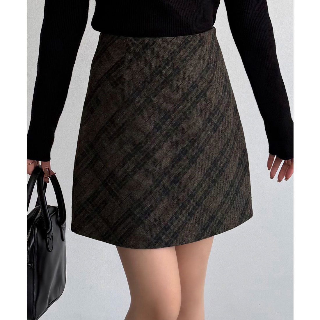 カラウティア callautia callautia ウールライクバイアスチェック柄ミニスカート（インパン付） （チャコール） チャコール