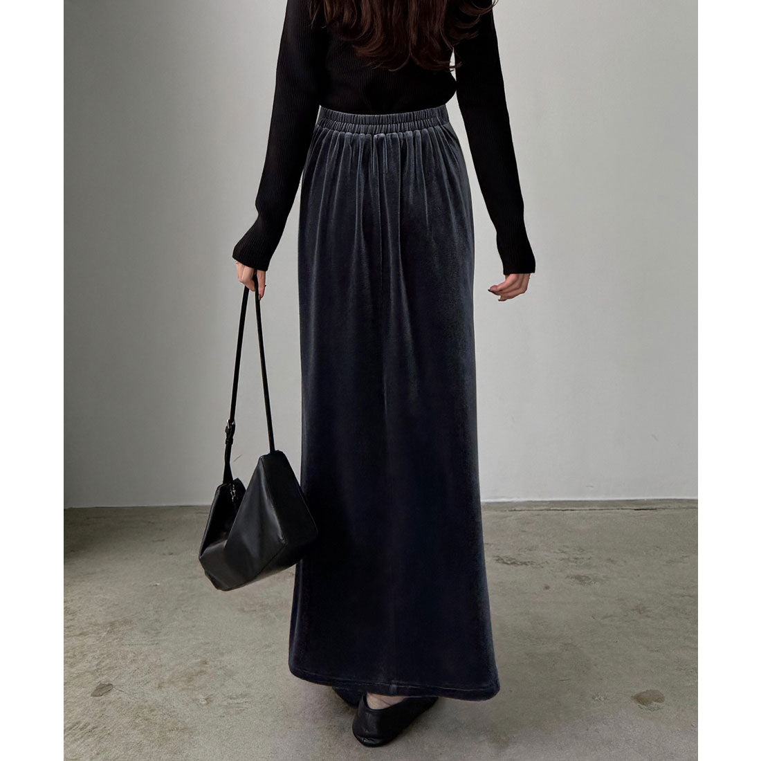 カラウティア callautia callautia ファスナースリットIラインべロアスカート（薄手、裏地なし） （グレー） グレー