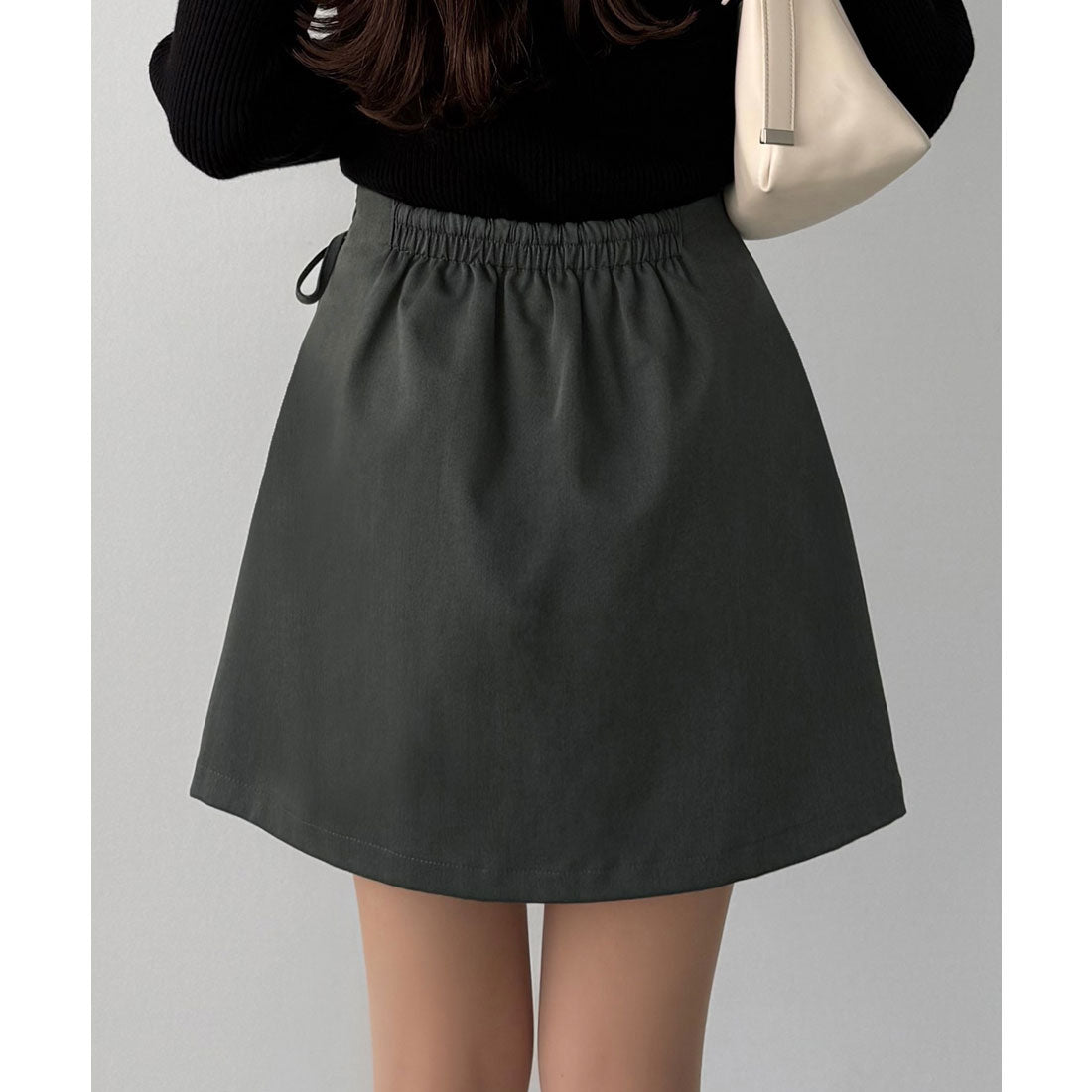 カラウティア callautia callautia ラップ風リボンミニスカート（インパン付き） （チャコール） チャコール