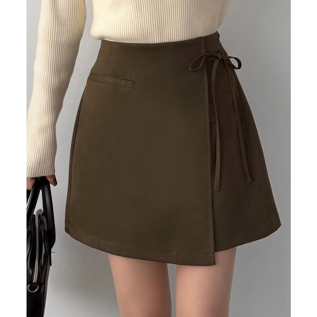 カラウティア callautia callautia ラップ風リボンミニスカート（インパン付き） （ブラウン） ブラウン