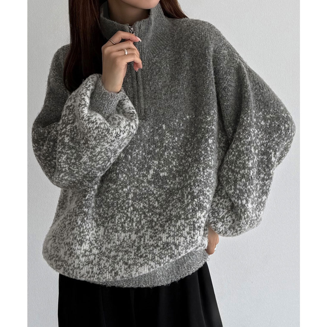 カラウティア callautia callautia ハーフジップグラデーションニット （チャコール） チャコール