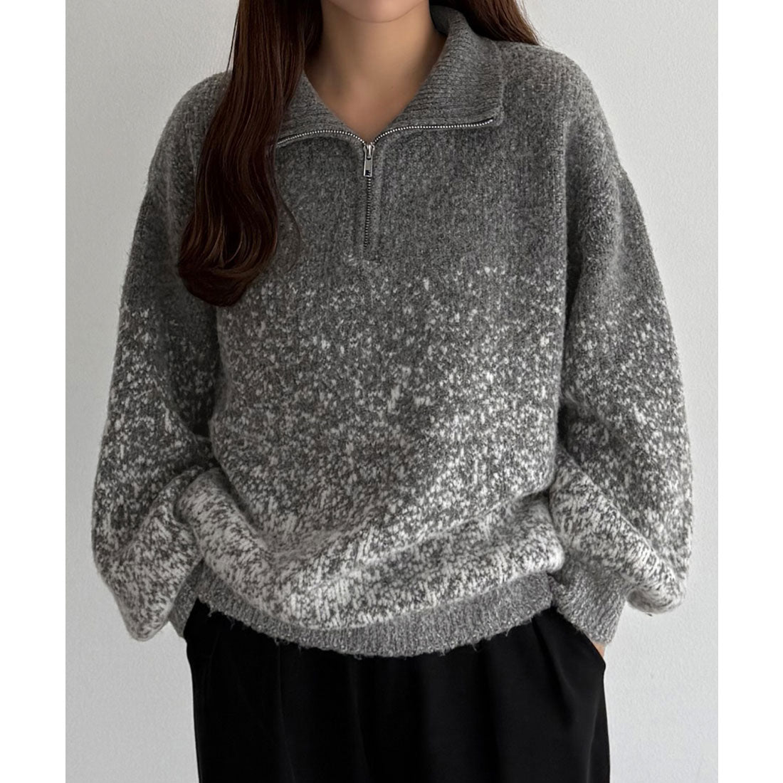 カラウティア callautia callautia ハーフジップグラデーションニット （チャコール） チャコール