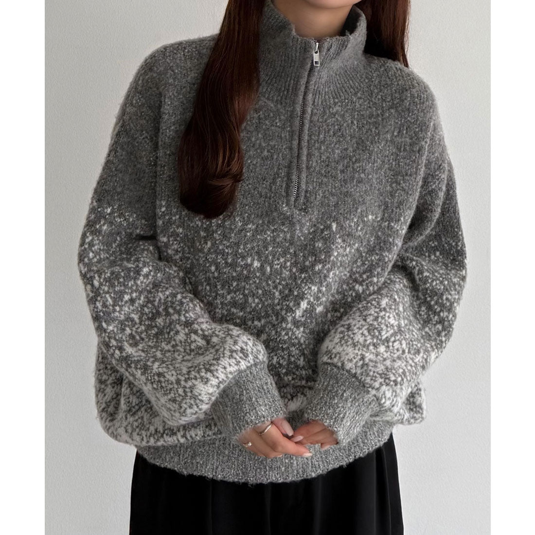 カラウティア callautia callautia ハーフジップグラデーションニット （チャコール） チャコール