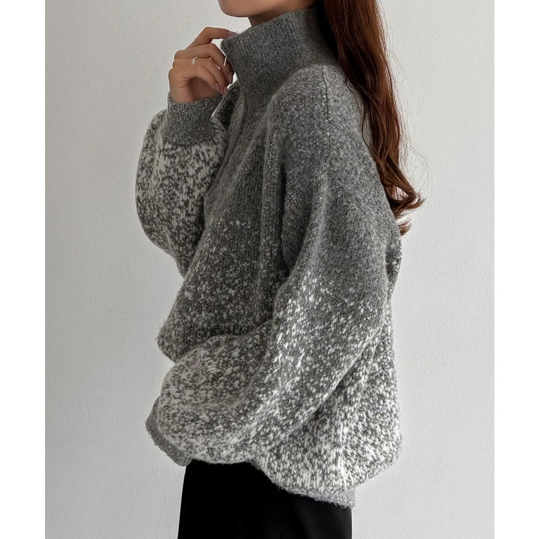 カラウティア callautia callautia ハーフジップグラデーションニット （チャコール） チャコール