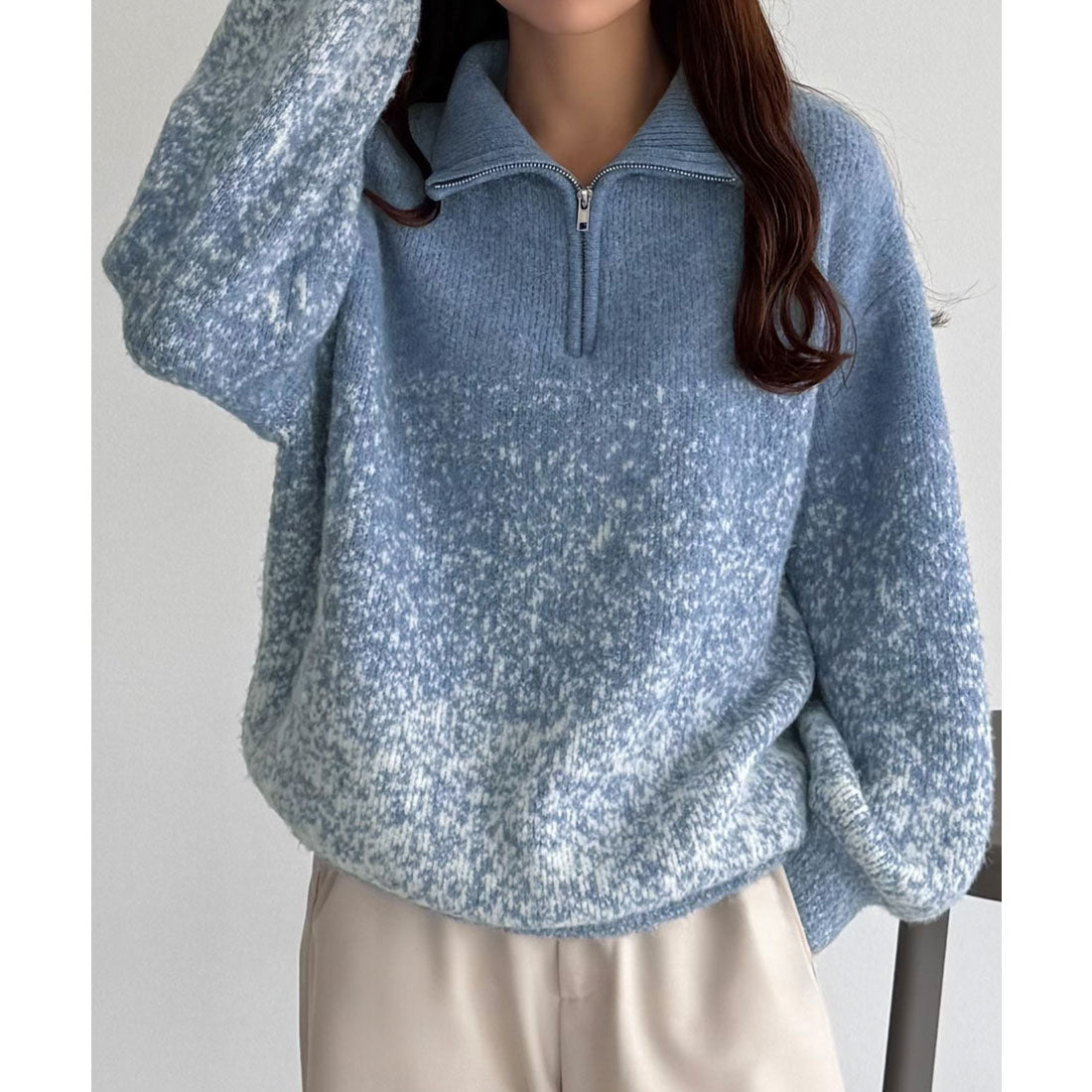 カラウティア callautia callautia ハーフジップグラデーションニット （ブルー） ブルー