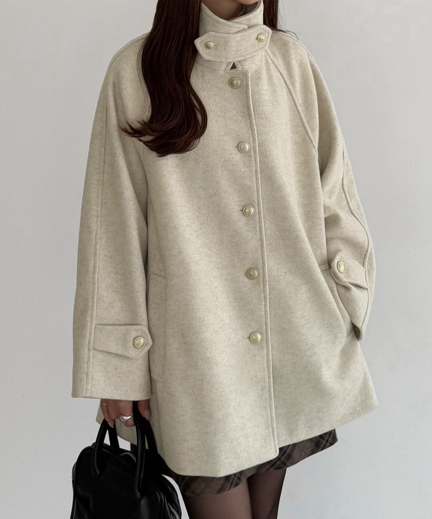 カラウティア callautia callautia ゴールドボタンミドルコート （アイボリー） アイボリー