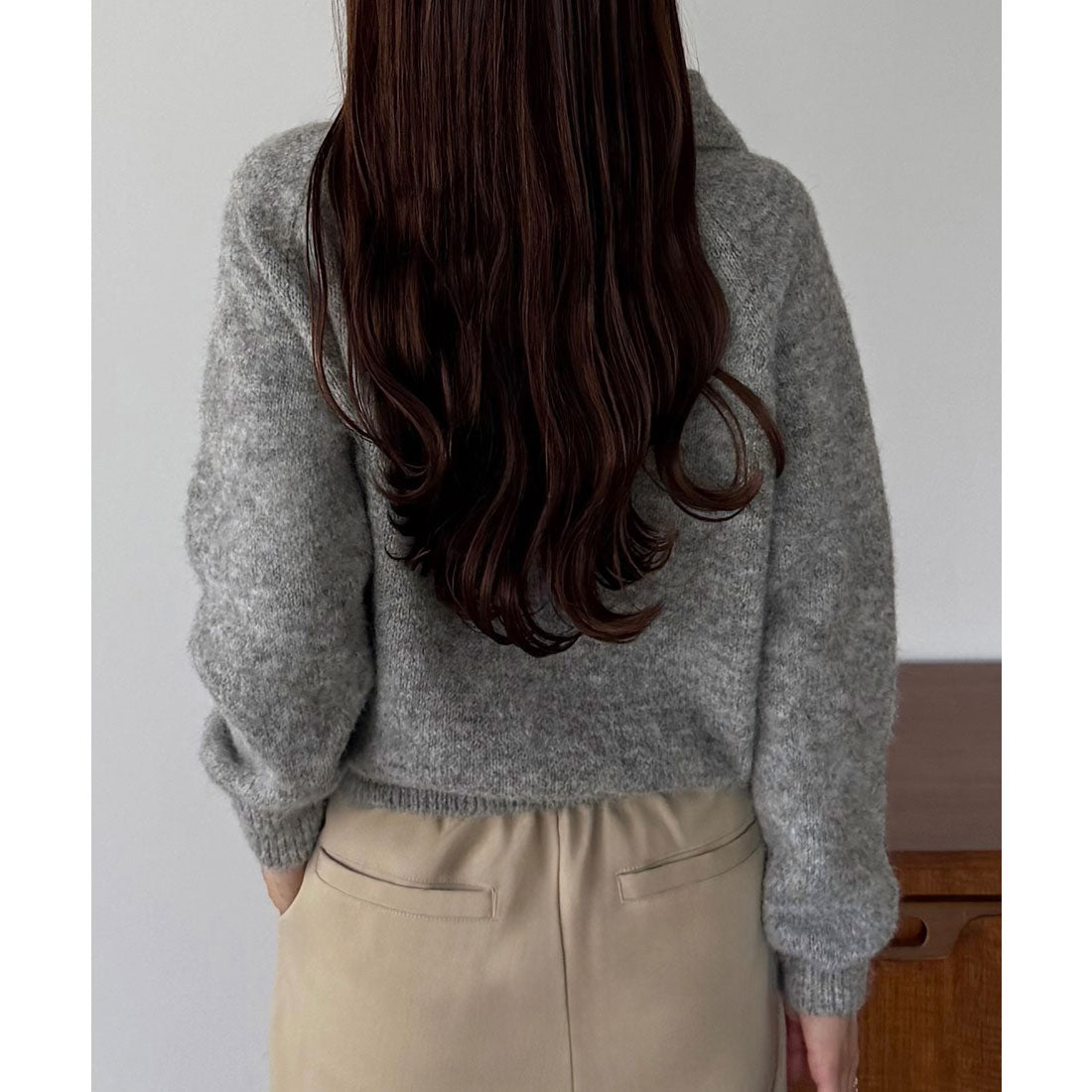 カラウティア callautia callautia ミックスカラーハーフボタンポロニット （グレー） グレー