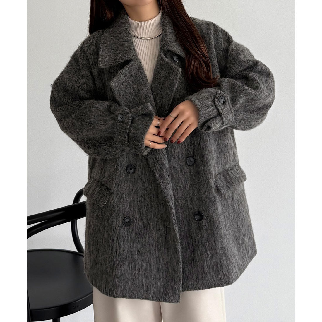 カラウティア callautia callautia シャギーミドルコート （ダークグレー） ダークグレー