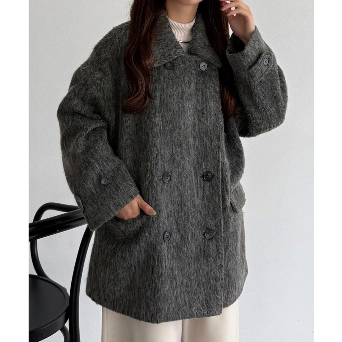 カラウティア callautia callautia シャギーミドルコート （ダークグレー） ダークグレー