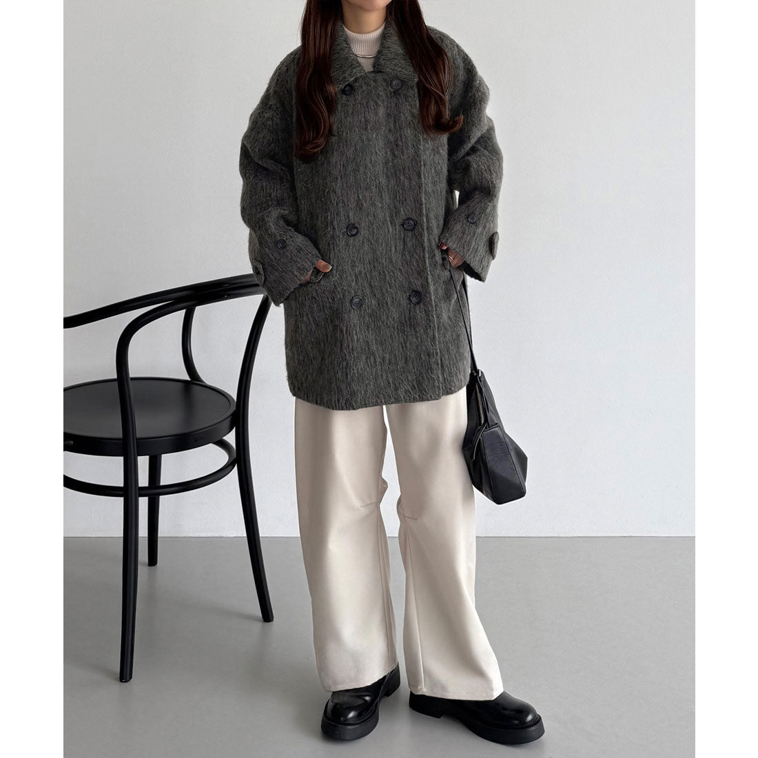 カラウティア callautia callautia シャギーミドルコート （ダークグレー） ダークグレー