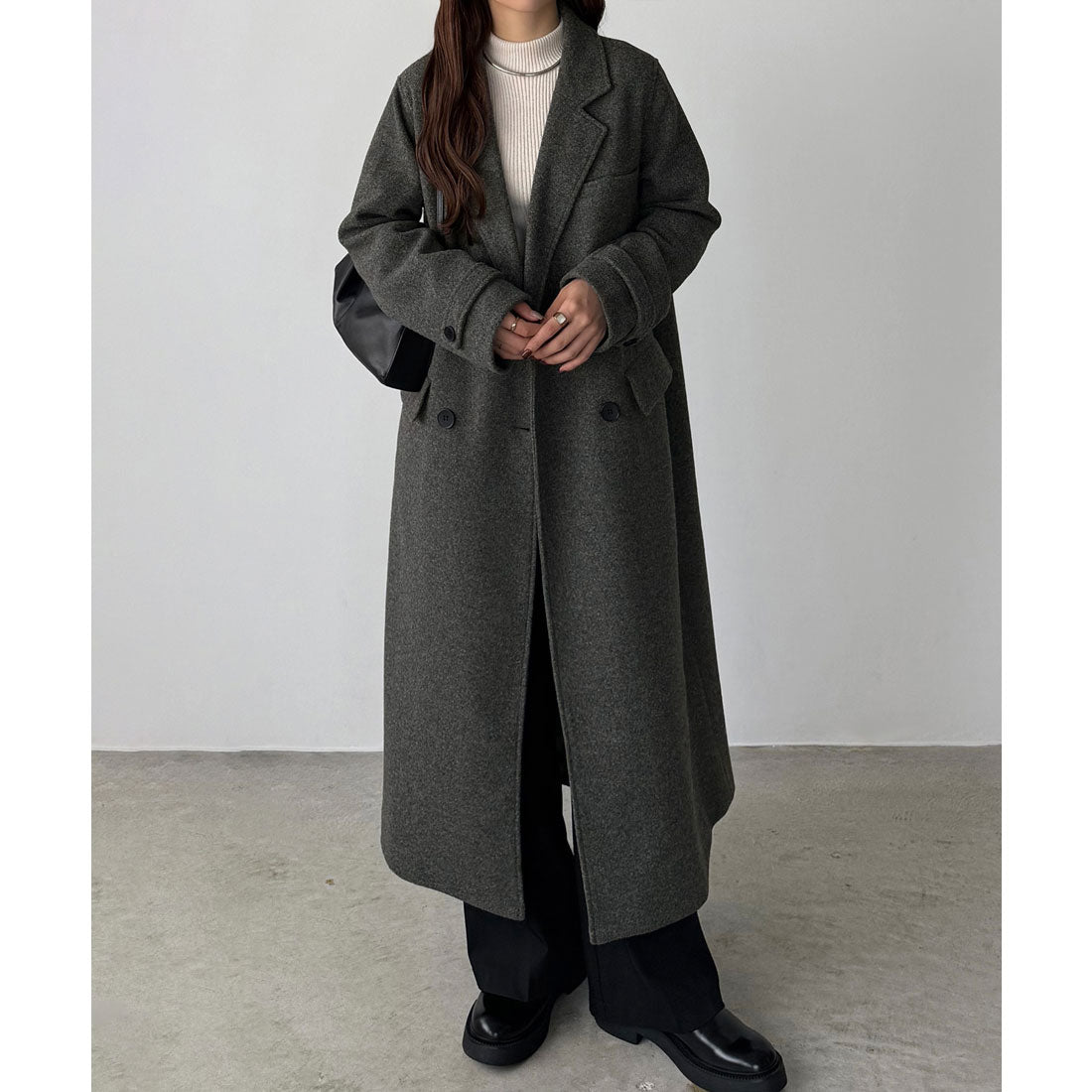 カラウティア callautia callautia ダブルボタンロングチェスターコート （ダークグレー） ダークグレー