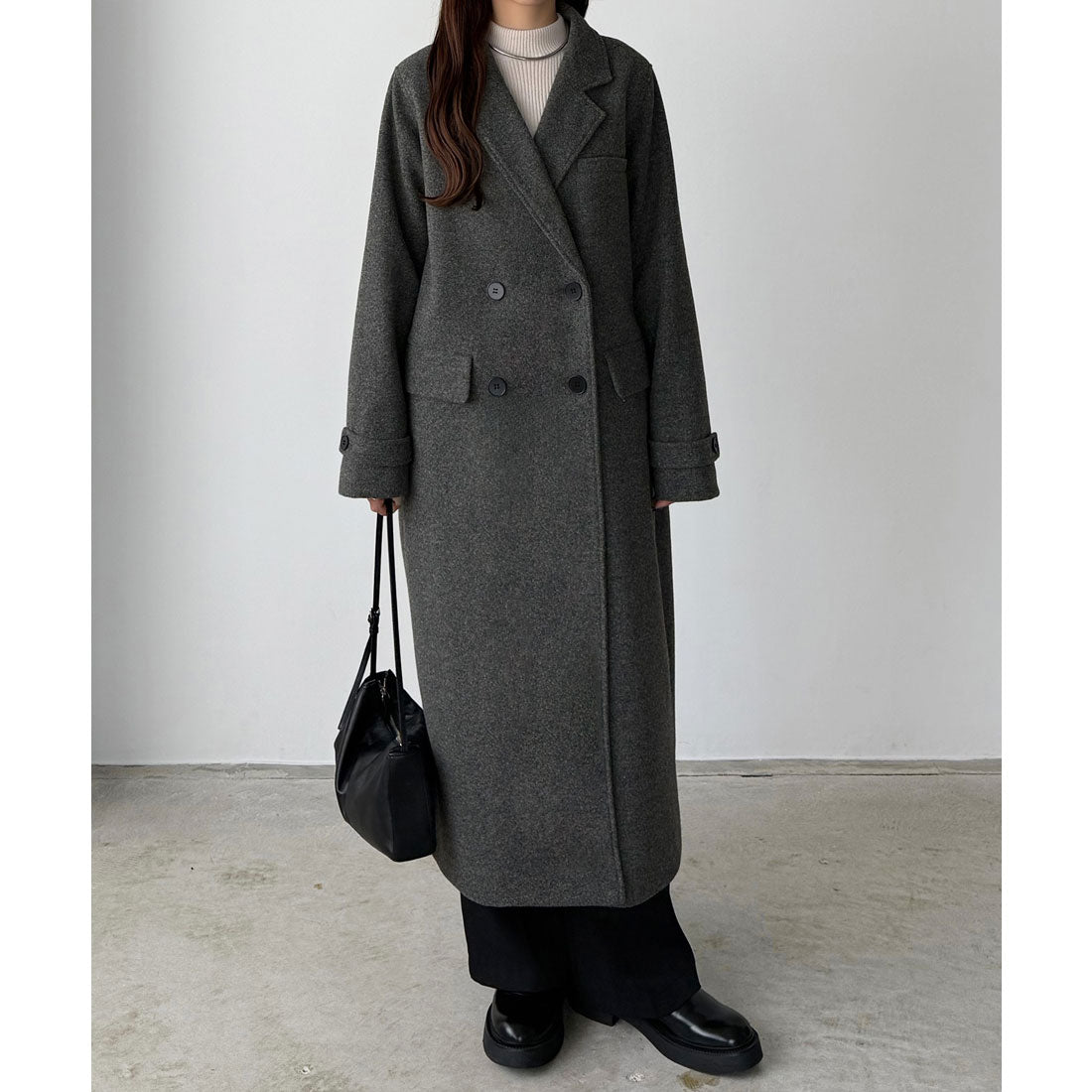カラウティア callautia callautia ダブルボタンロングチェスターコート （ダークグレー） ダークグレー