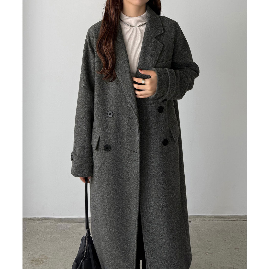 カラウティア callautia callautia ダブルボタンロングチェスターコート （ダークグレー） ダークグレー