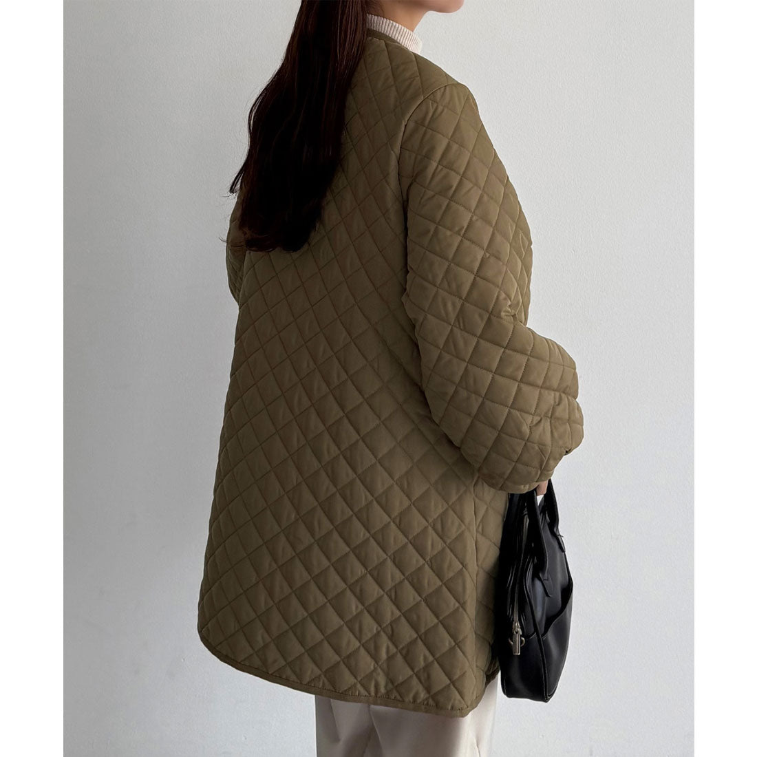 カラウティア callautia callautia 金ボタンノーカラーキルティングコート （モカ） モカ