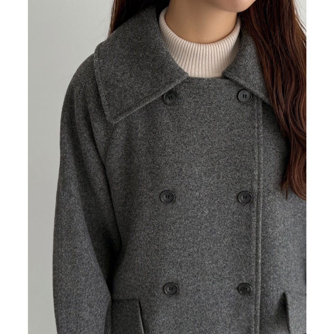 カラウティア callautia callautia マーブルボタンステンカラーロングコート （ダークグレー） ダークグレー