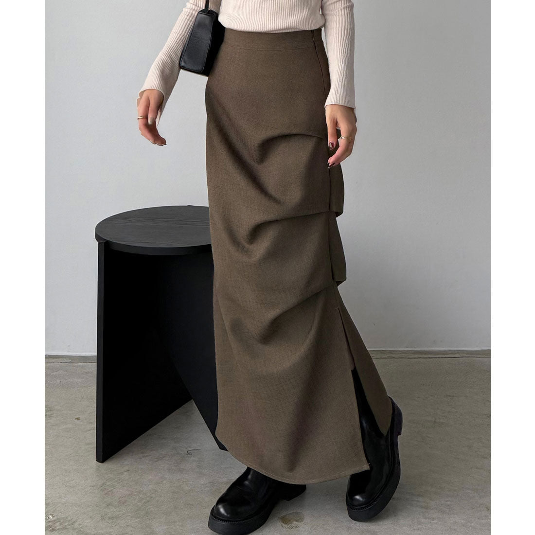 カラウティア callautia callautia 薄手ツイードサイドタックマーメイドスカート （ブラウン） ブラウン