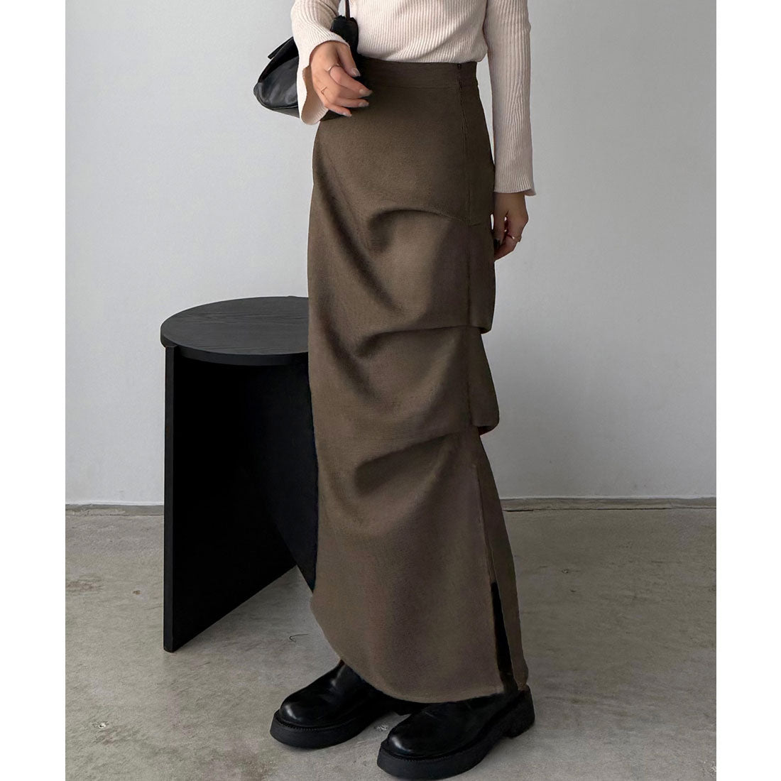 カラウティア callautia callautia 薄手ツイードサイドタックマーメイドスカート （ブラウン） ブラウン