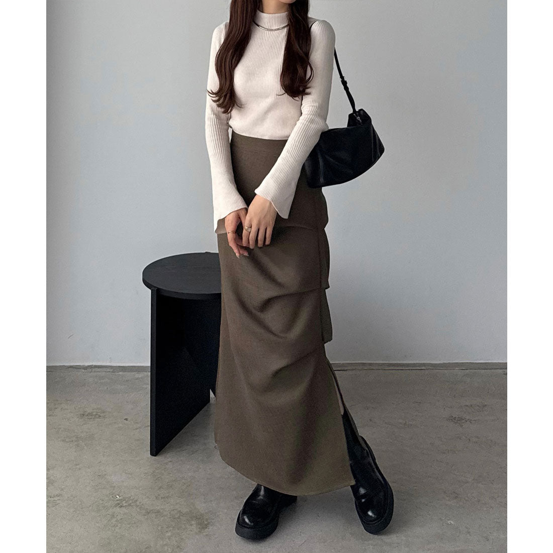 カラウティア callautia callautia 薄手ツイードサイドタックマーメイドスカート （ブラウン） ブラウン