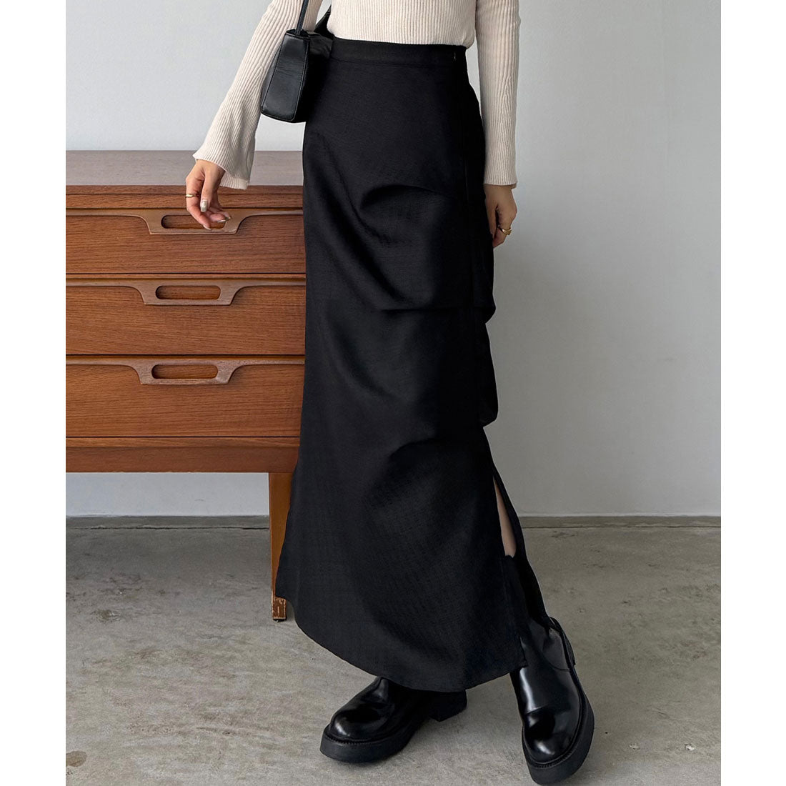 カラウティア callautia callautia 薄手ツイードサイドタックマーメイドスカート （ブラック） ブラック