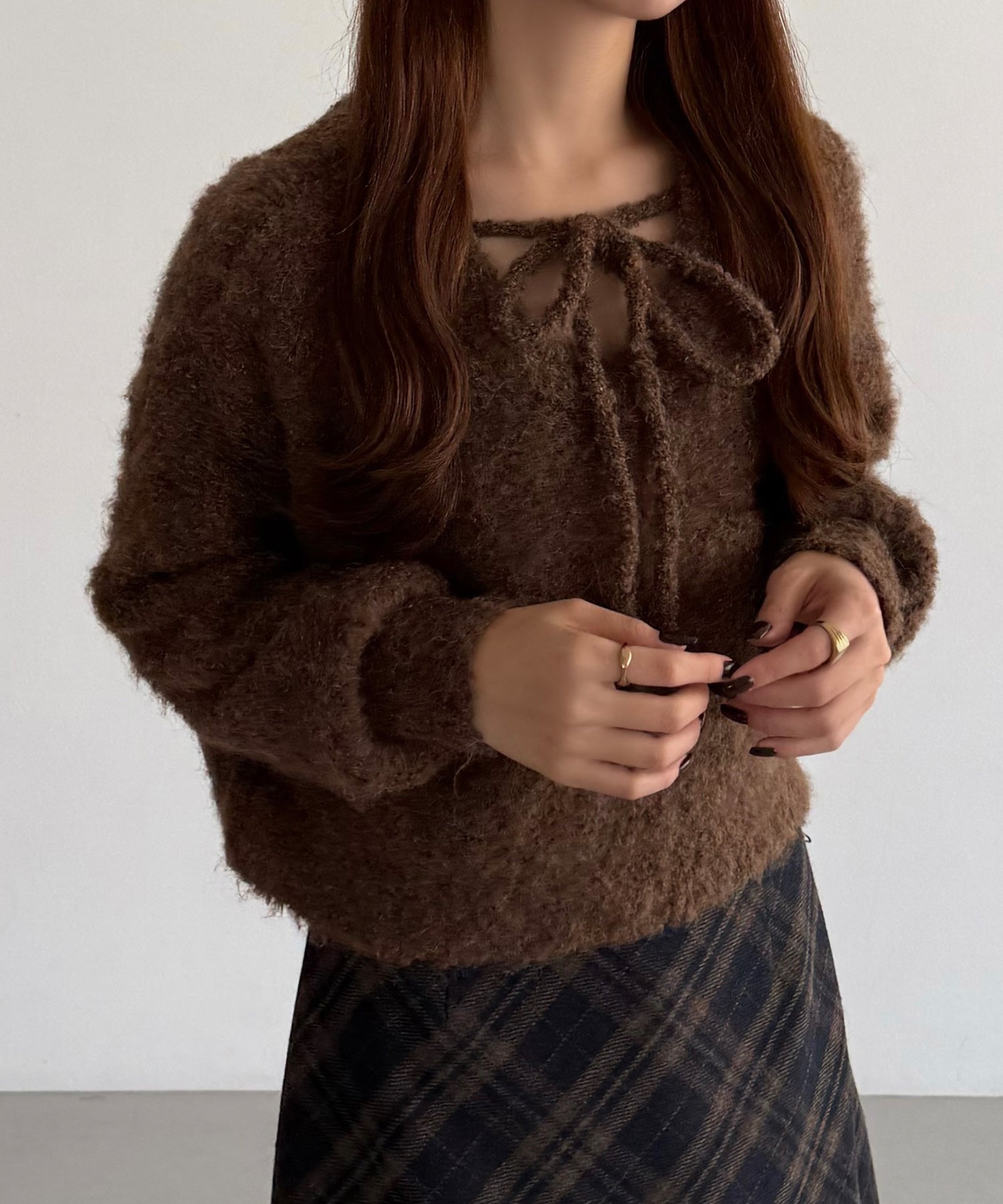 カラウティア callautia callautia 前後2wayリボンシャギーニット （ブラウン） ブラウン