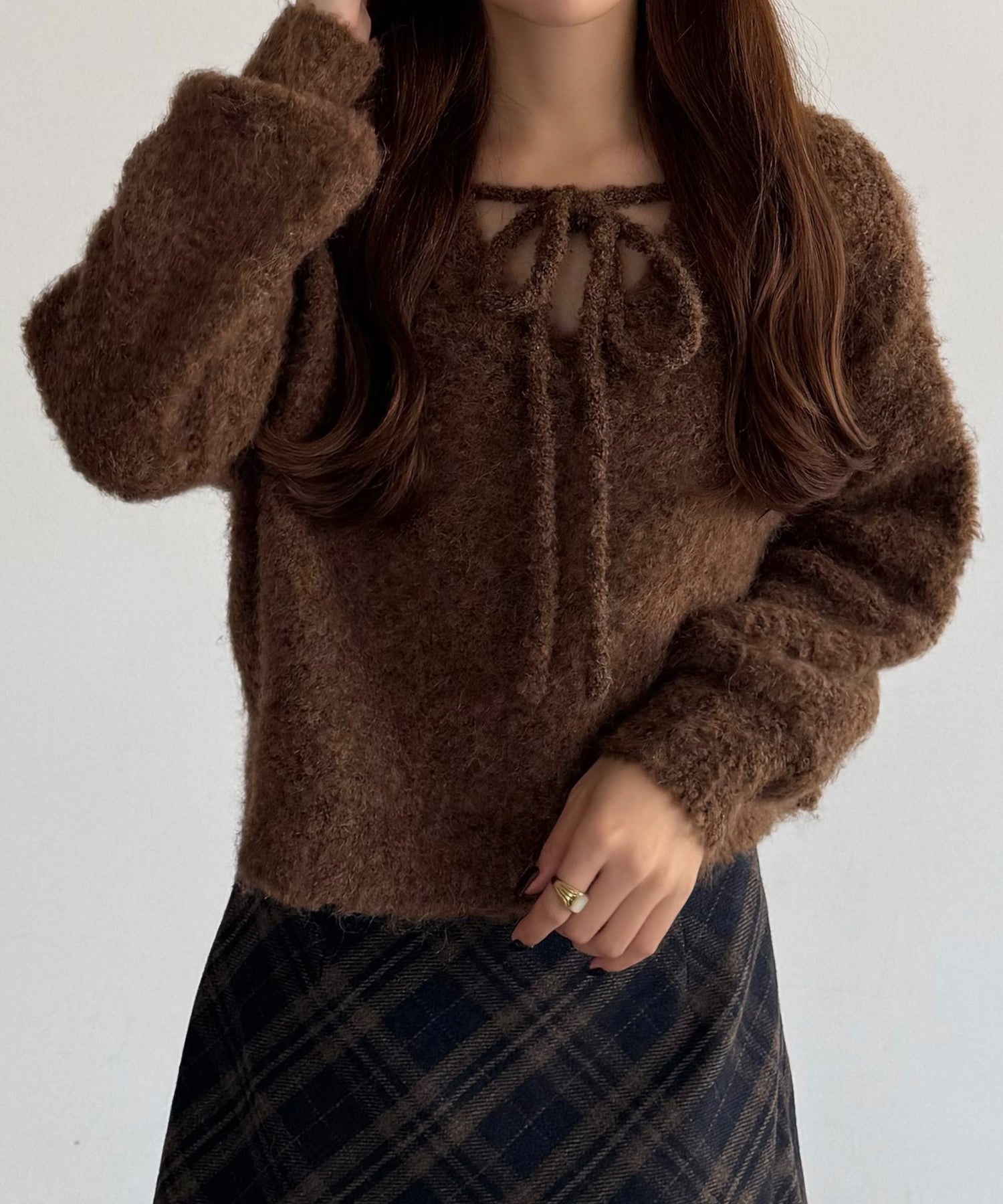 カラウティア callautia callautia 前後2wayリボンシャギーニット （ブラウン） ブラウン